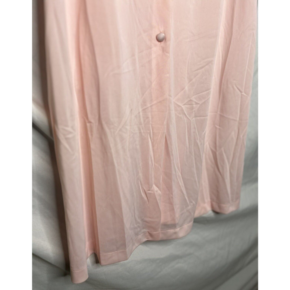 Vanity Fair Robe Pink Nylon Button Up Size 32 Small Made in USA Vintage - Picture 4 of 7